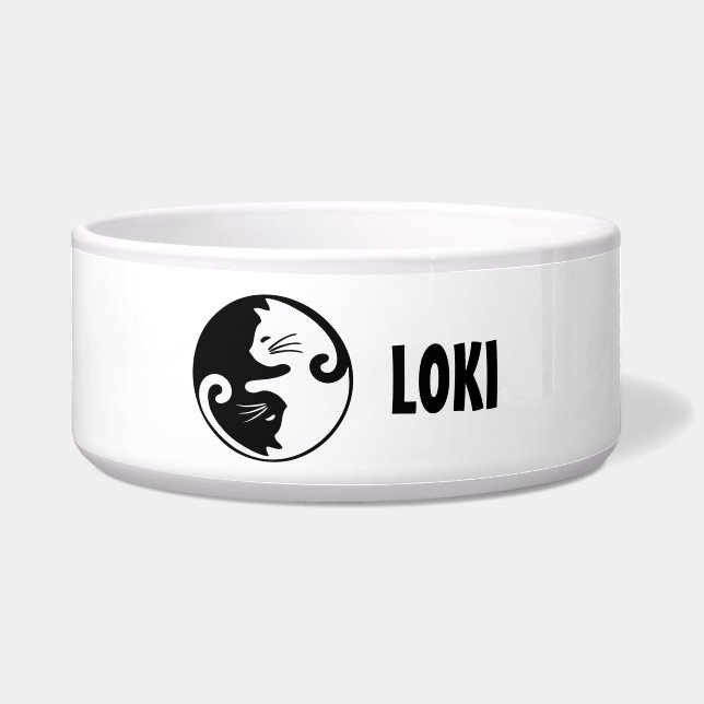Personalisierte Ying Yang Katze  Napf (Vorderseite)