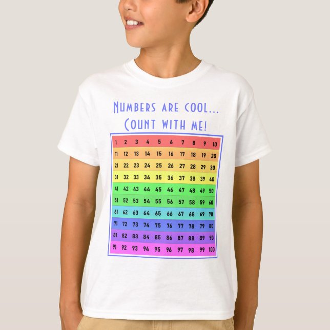 Personalisierte "Zahlen sind cool!" 1-100 Diagramm T-Shirt (Vorderseite)