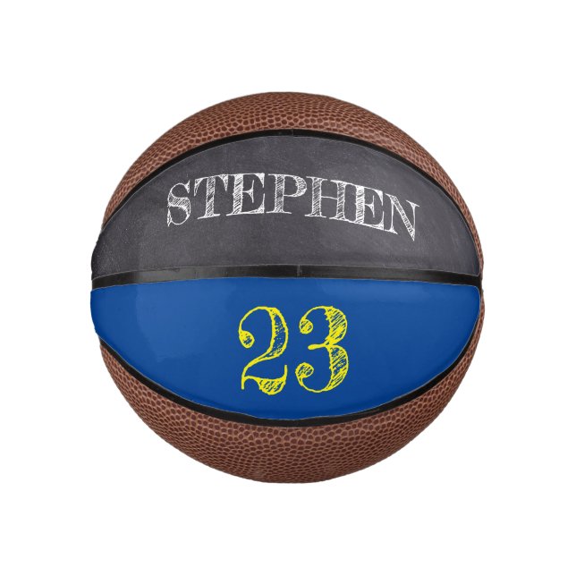 Personalisierte Zahlenätzung für Blaugelb-Gold Mini Basketball (Vorderseite)