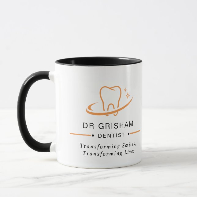 Personalisierte Zahnarzt-Logo-Kaffeetasse Tasse (Links)