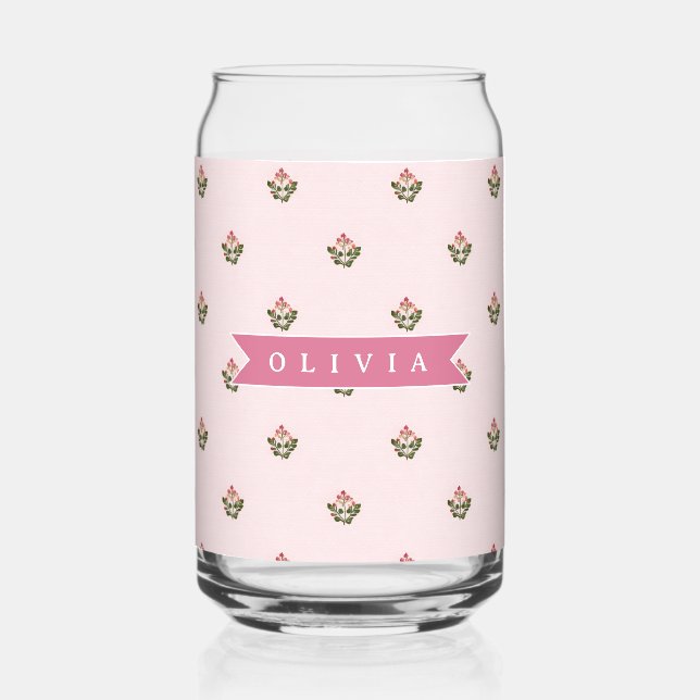 Personalisierte Zarte Botanische Florale Romantisc Dosenglas (Vorderseite)