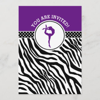 Personalisierte Zebra Print Gymnastik in Lila Einladung