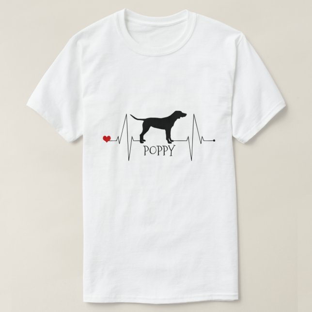Personalisierte Zeiger Liebe Mein Hund Herzschlag T-Shirt (Design vorne)