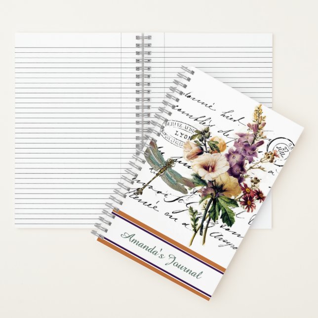 Personalisierte Zeitschrift für Libellen und Blume Notizbuch (Innen)