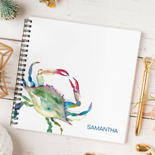Personalisierte Zeitschrift "Watercolor Blue Crab" Notizbuch