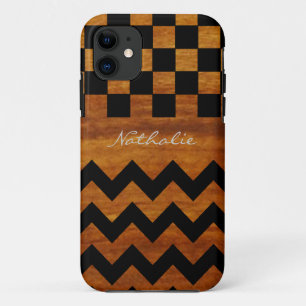 personalisierte Zickzack und Quadrate iPhone 11 Hülle