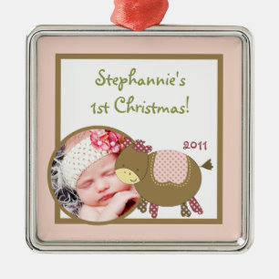 Personalisierte Zierabbys Farm Pink Girl Ornament Aus Metall