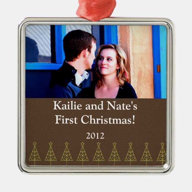 Personalisierte Ziergegenstände Kontur Grünwald Silbernes Ornament (Vorne)