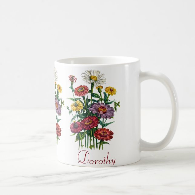 Personalisierte Zinnien Kaffeetasse (Rechts)