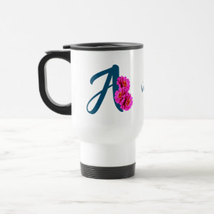 Personalisierte Zinnienblumen-Monogramm-Initiale A Reisebecher