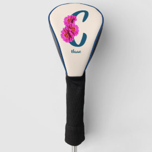 Personalisierte Zinnienblumen-Monogramm-Initiale C Golf Headcover