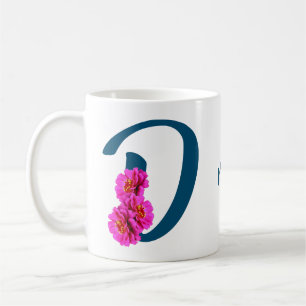 Personalisierte Zinnienblumen-Monogramm-Initiale D Kaffeetasse