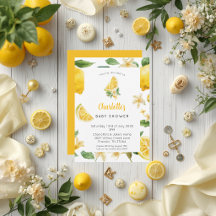 Personalisierte Zitrone-Zitrus-Baby-Shower-Einladu