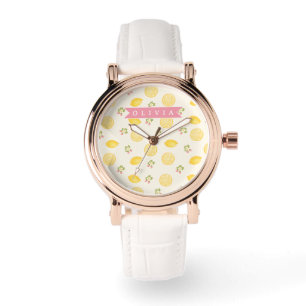 Personalisierte Zitronen Blumen Sommer Benutzernam Armbanduhr
