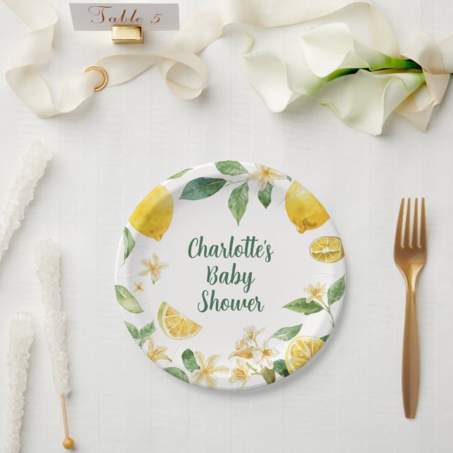 Personalisierte Zitronen-Zitrus-Papierplatten Pappteller (Hochzeit)