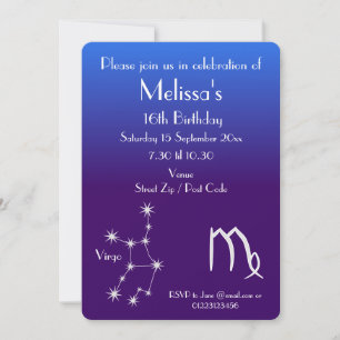 Personalisierte Zodiac-Jungfrau-Galaxie-Party-Einl Einladung
