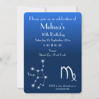 Personalisierte Zodiac Jungfrau Galaxy Party-Einla Einladung