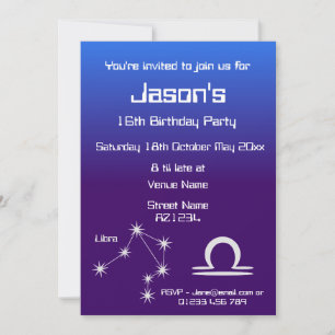Personalisierte Zodiac Libra Galaxie Party Einladu Einladung