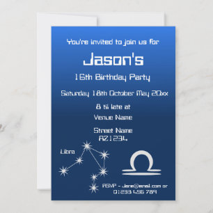 Personalisierte Zodiac Waage Galaxie Party-Einladu Einladung