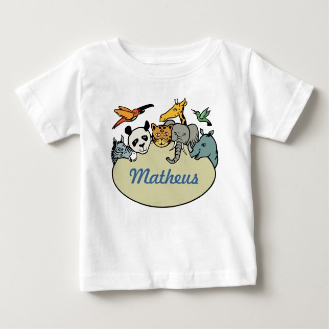 personalisierte Zootiere Baby T-shirt (Vorderseite)
