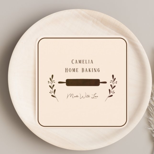 Personalisierte Zuhause Bäckerei Koch Minimalistis Quadratische Visitenkarte (Von Creator hochgeladen)