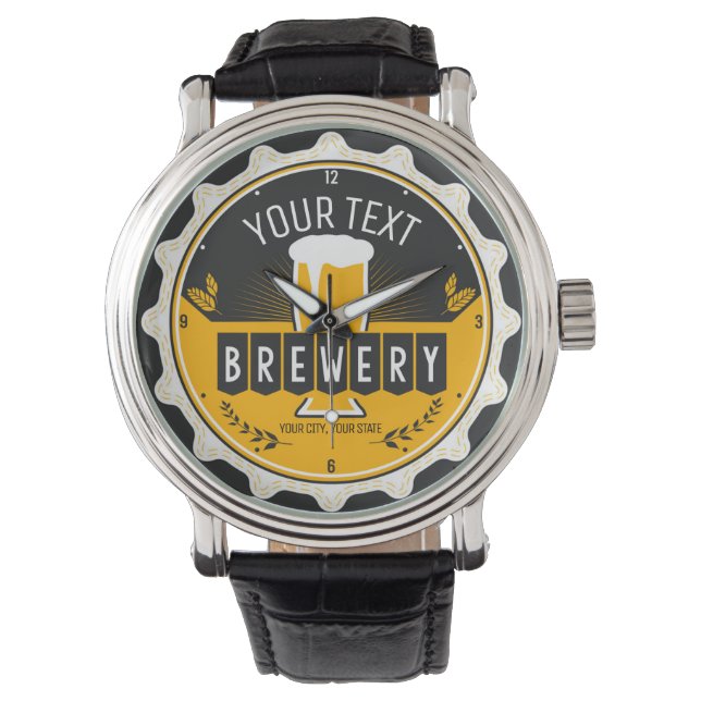 Personalisierte Zuhause Brauerei Bierbrauerei Bar Armbanduhr (Vorderseite)