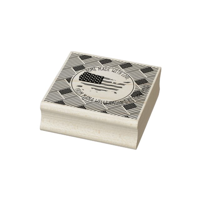 Personalisierte ZUHAUSE MIT LIEBE America USA Flag Gummistempel (Stempel)
