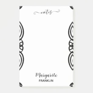 Personalisierte Zuhause Office B&W Curly Notes Post-it Klebezettel