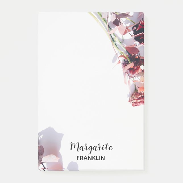 Personalisierte Zuhause Office Pink & Lila Florals Post-it Klebezettel (Vorderseite)