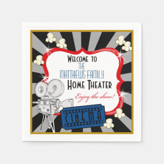 Personalisierte Zuhause Theater Movie Napkins Serviette