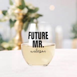 Personalisierte Zukunft Herr Name Wedding Weinglas Ohne Stiel