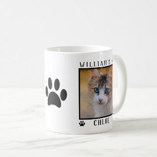 Personalisierte Zwei-Fotos-Namen Pfotenabdrücke Ka Kaffeetasse