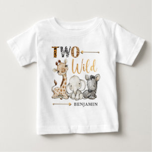 Personalisierte Zwei Wild Safari Erster Geburtstag Baby T-shirt