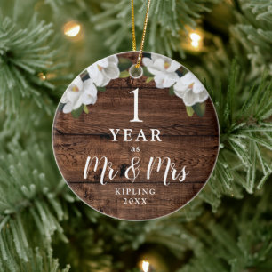 Personalisierten 1-Jahres-Jubiläum als Mr. & Mrs. Keramik Ornament