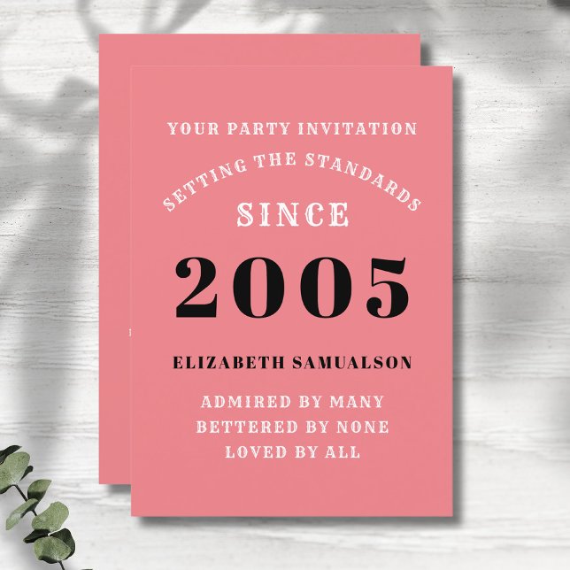 Personalisierten 20. Geburtstag Fügen Sie Ihren Na Einladung (Personalized pink 20th birthday party invitations)