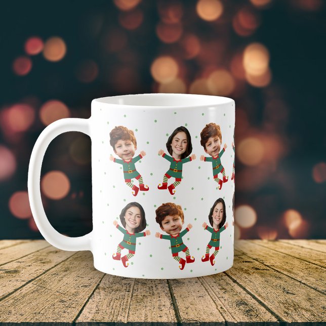 Personalisierten 2 Fotos Funny Christmas Elf Kind Kaffeetasse (Von Creator hochgeladen)