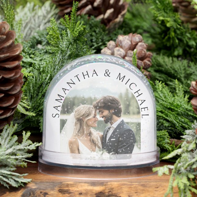 Personalisierten 2 Fotos Namen für Hochzeitssache Schneekugeln (Winter)