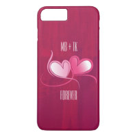 Personalisierten 2 Herzen auf einem Fuschia Pink H