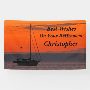 Personalisierten 3 Zeilen Text Sailboat Ruhestand Banner
