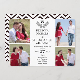 Personalisierten 4 Foto Laurel Mit Monogramm Hochz Einladung