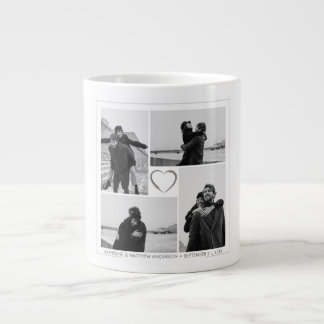 Personalisierten 4 Fotocollage Hochzeitstag Jumbo-Tasse