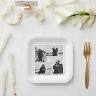 Personalisierten 4 Fotocollage Hochzeitstag Pappteller