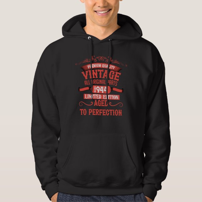 Personalisierten achtzig Vintage 80. Geburtstagspa Hoodie (Vorderseite)