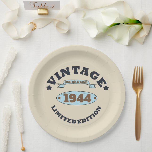 Personalisierten achtzig Vintage 80. Geburtstagspa Pappteller (Hochzeit)