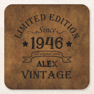 Personalisierten achtzig Vintage 80. Geburtstagspa Rechteckiger Pappuntersetzer