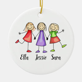 Personalisierten drei Kinder Keramik Ornament