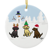 Personalisierten drei Labradoren und Snowman
