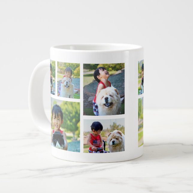 Personalisierten Farbbandrahmen von 5 Fotos Jumbo-Tasse (Vorderseite Links)