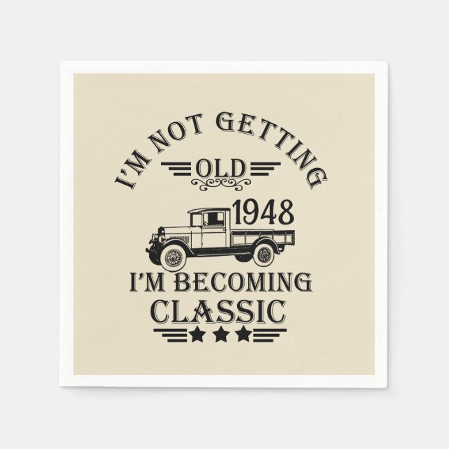 Personalisierten fünfundsiebzig Vintagen 75. Gebur Serviette (Vorderseite)