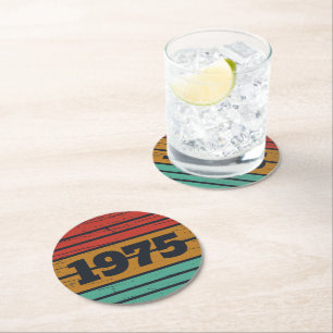 Personalisierten fünfzig Vintagen 50. Geburtstagsp Runder Pappuntersetzer